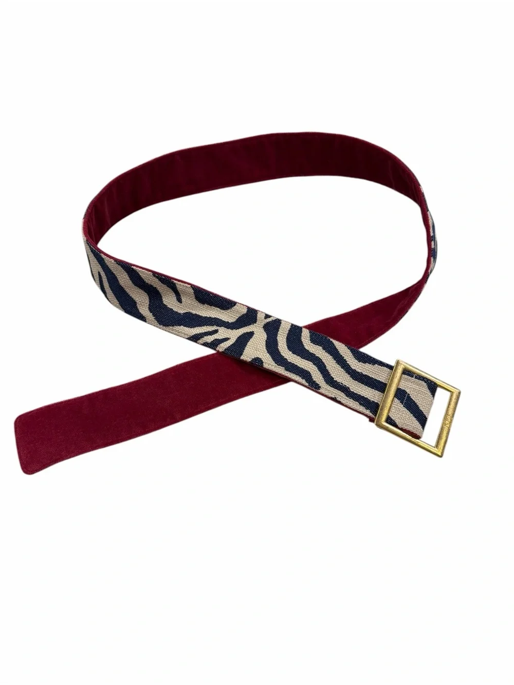 Boneyard Pink Velvet Zebra Belt Gold Buckle Boutique Statement Belt